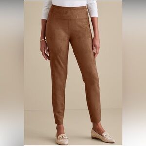 Soft Surroundings Brown Faux Suede Pull-On Leggings NWT size Medium Color:Saddle